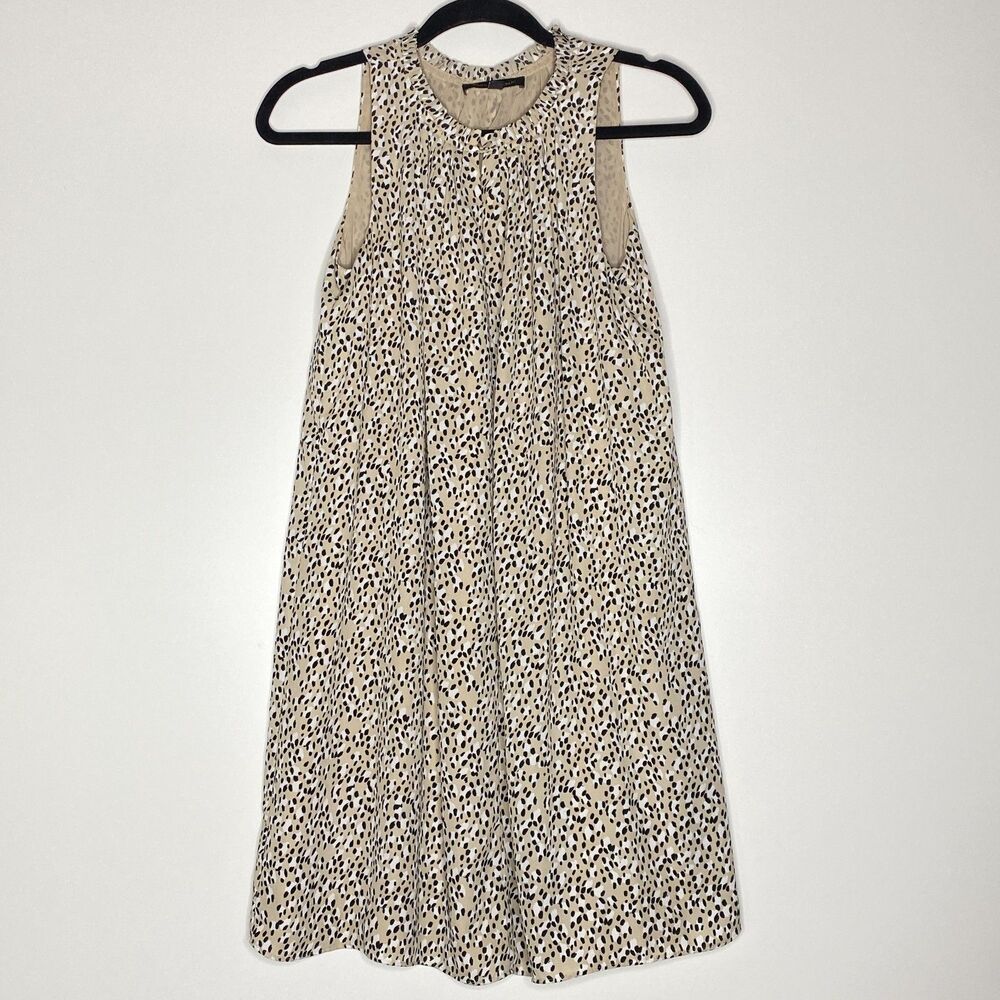 Banana Republic Sleeveless Animal Print Pintuck Shift Dress Women's Size 2